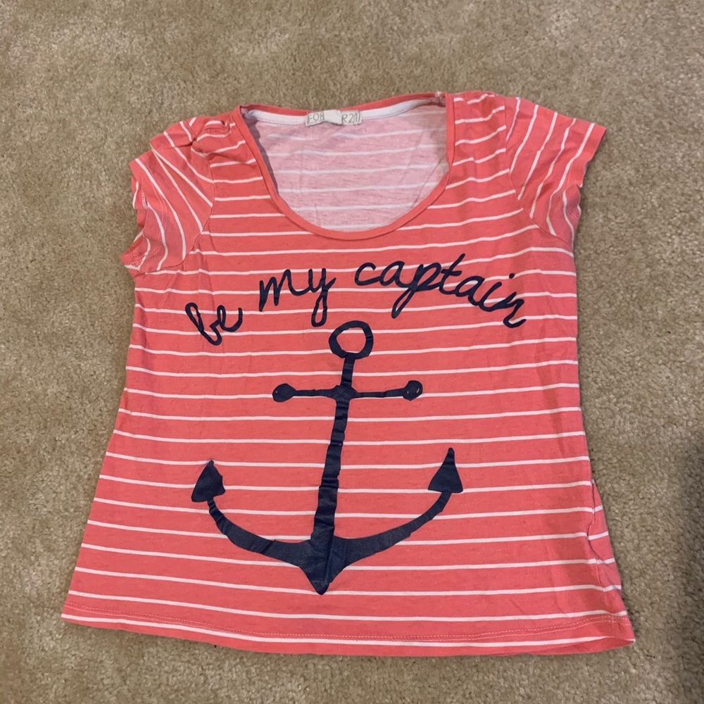 Pink and white striped crop trop